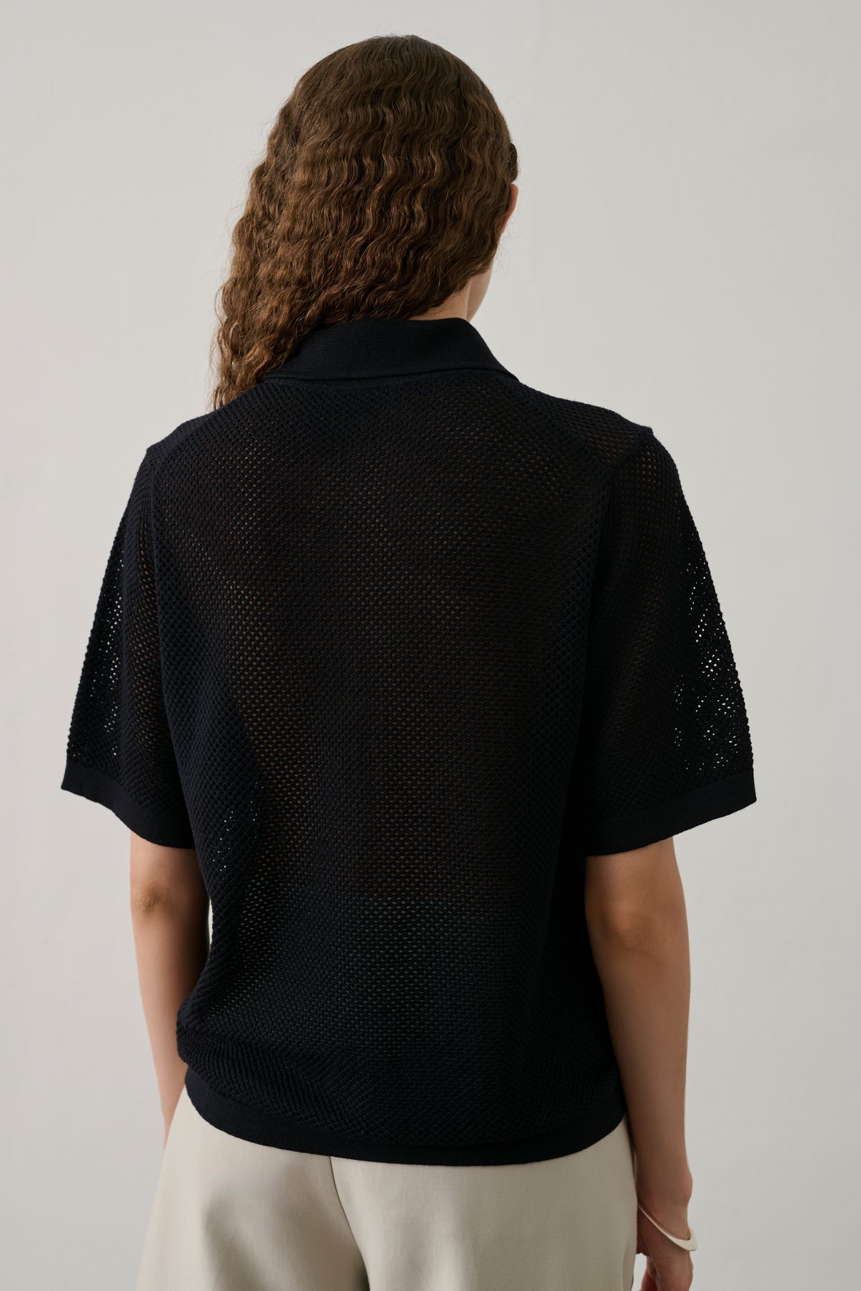 Polo Harvey - Noir - Laine mérinos - Femme vue 3