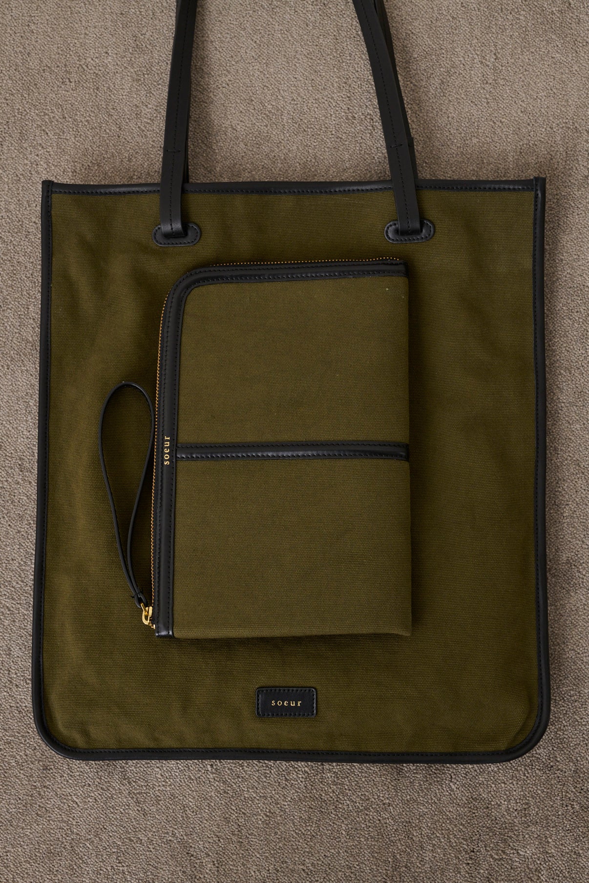 Pochette Doces - Kaki/Noir - Coton - Femme vue 6